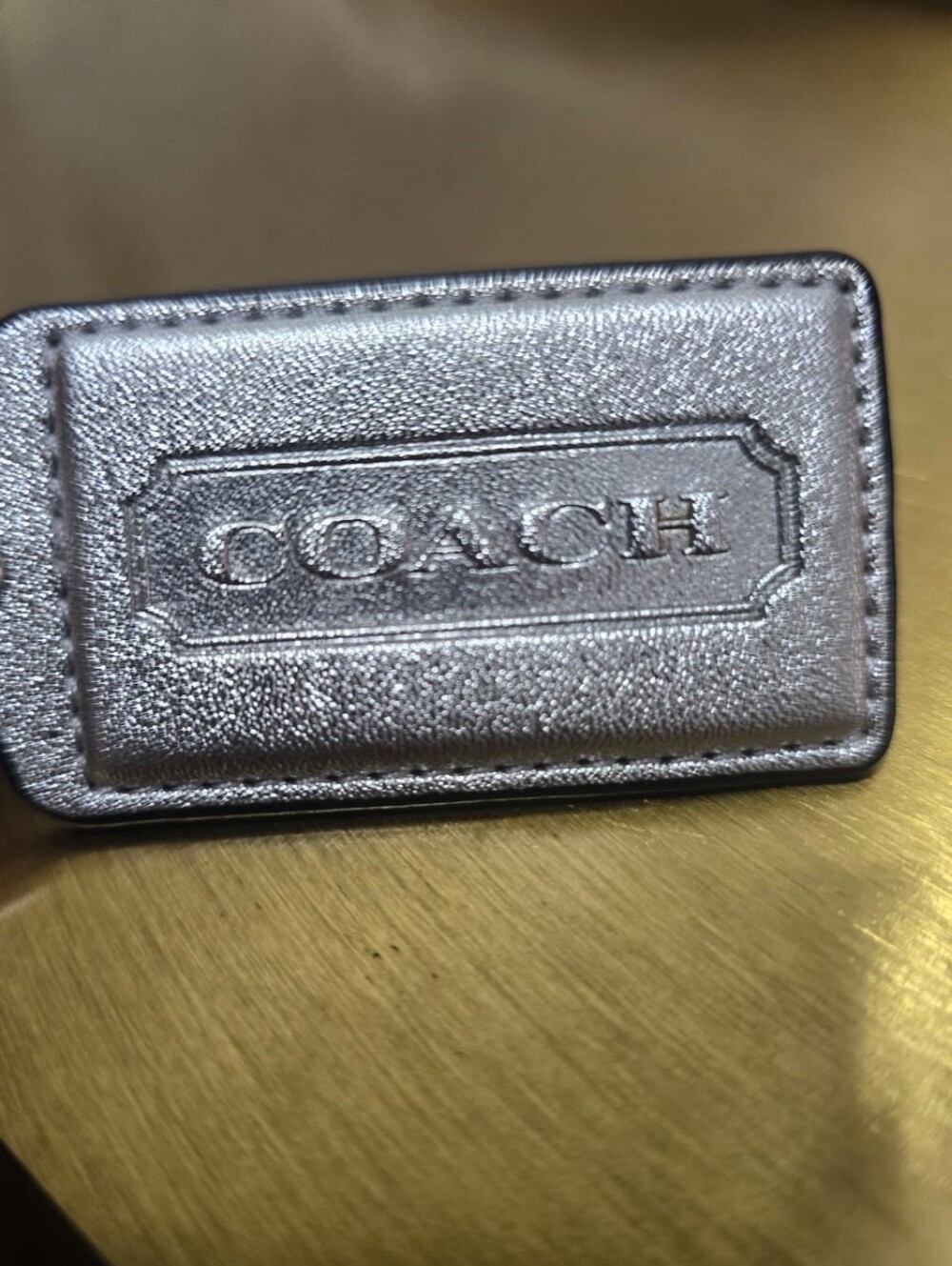 Coach Replacement 2.5” Hang Tag Gray Patent Logo Charm Keychain